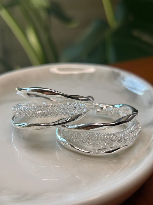 Aros triple plateados