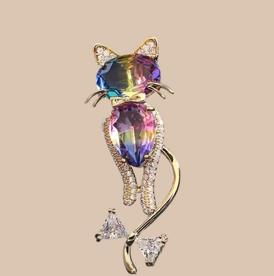 Prendedor Gato Cristal