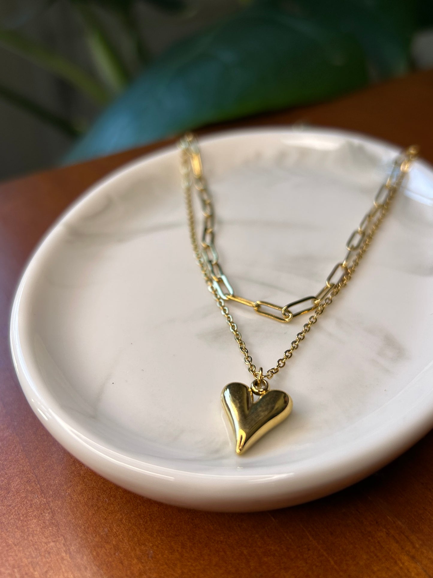 Conjunto doble cadena corazón