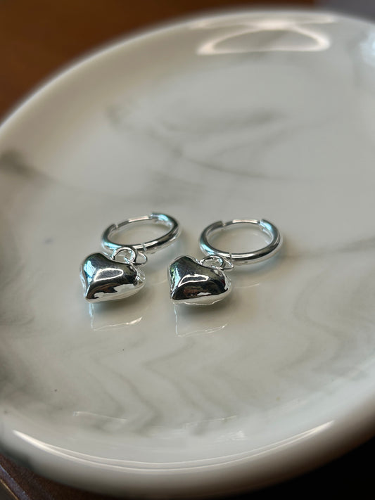 Aros Corazón plateados