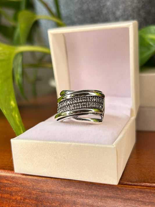 Anillo plata y oro doble