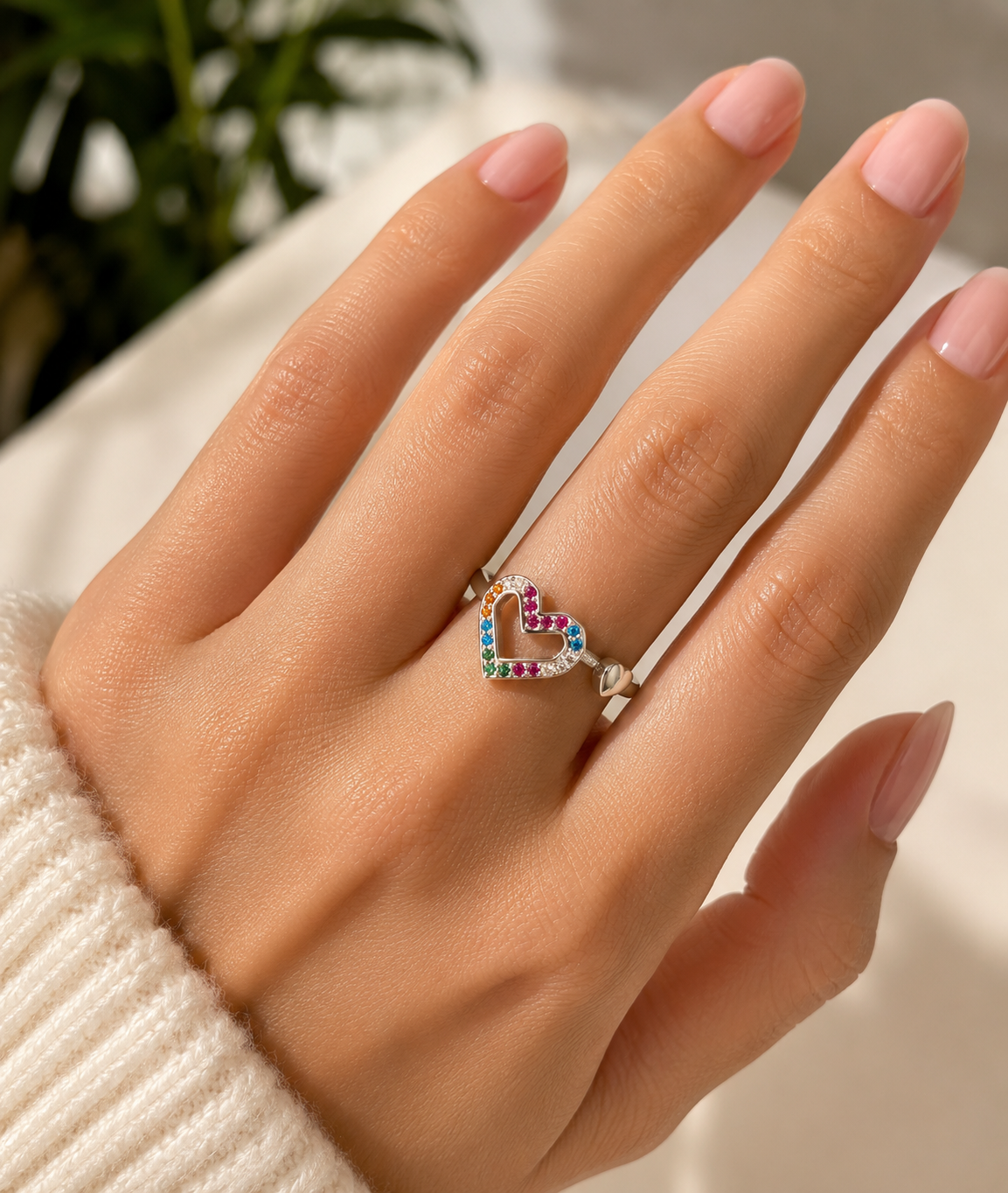Anillo semi ajustable corazón