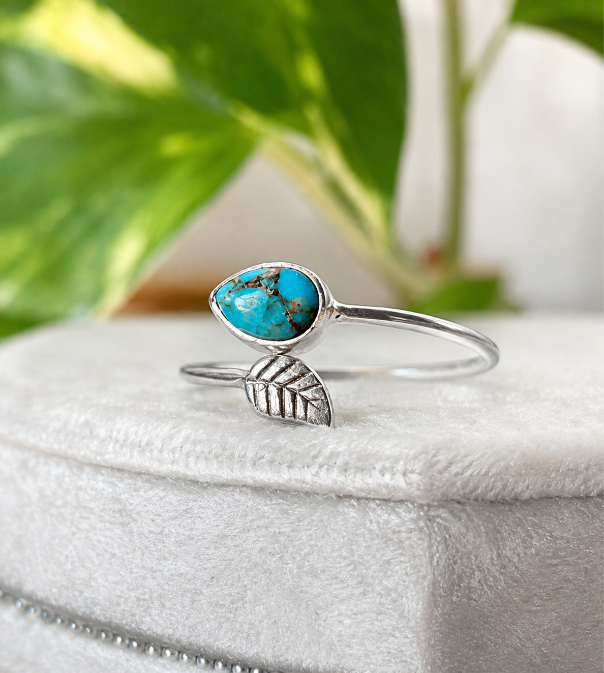 Anillo Turquesa Leaf