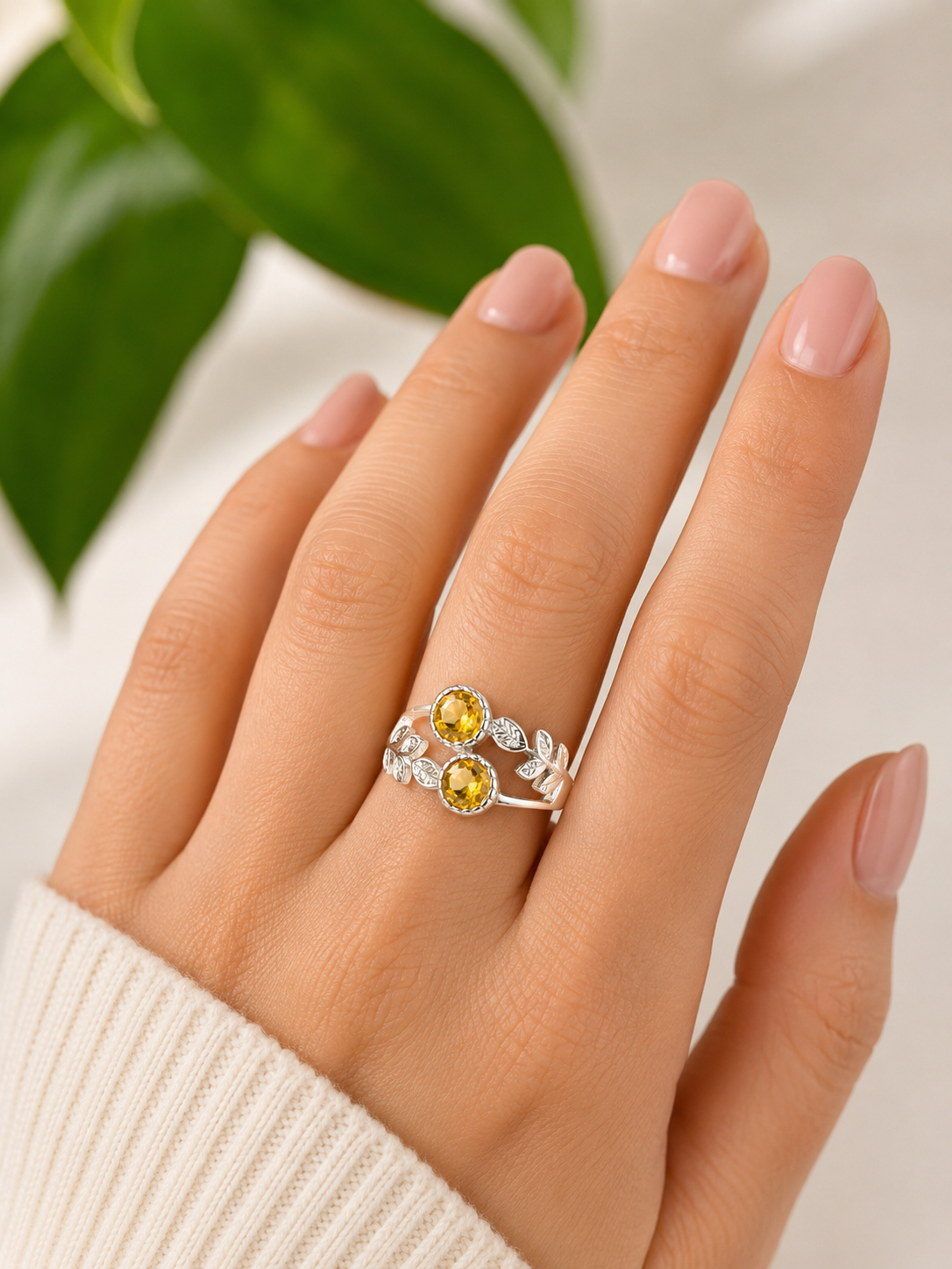 Anillo Espigas de Citrino