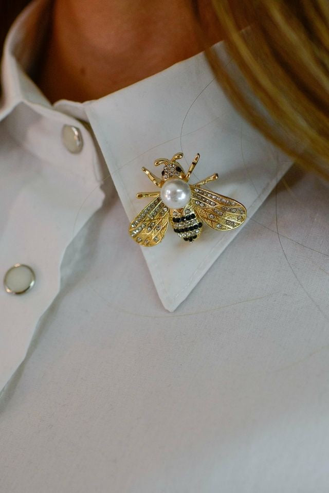 Prendedor abeja y perla