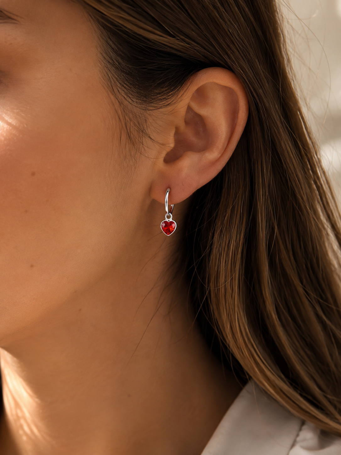 Aros Mini Corazón Rubí