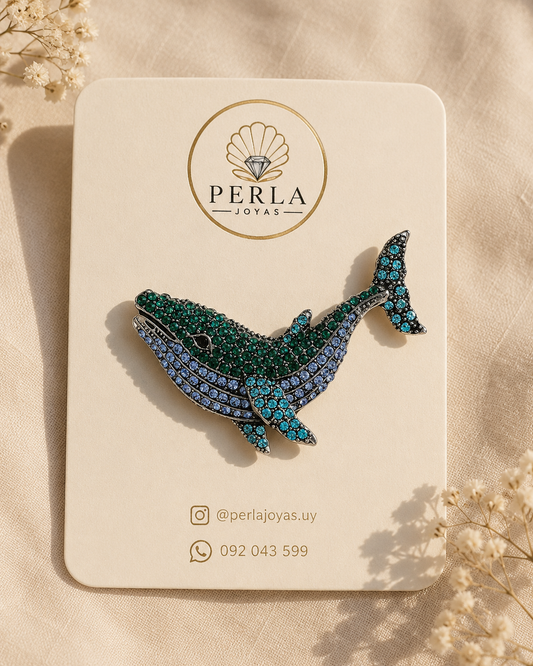 Prendedor Ballena Cristales