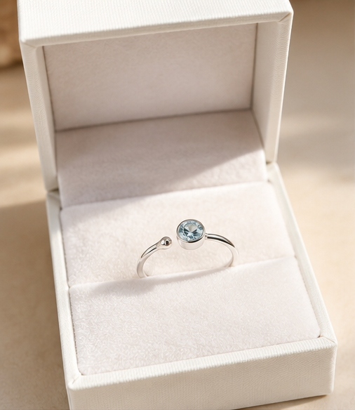 Anillo Topacio Azul en Plata 925 - Perla Joyas