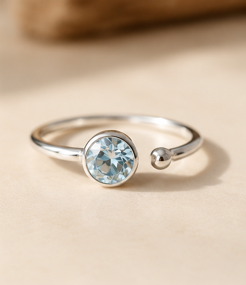 Anillo Topacio Azul en Plata 925 - detalle de piedra