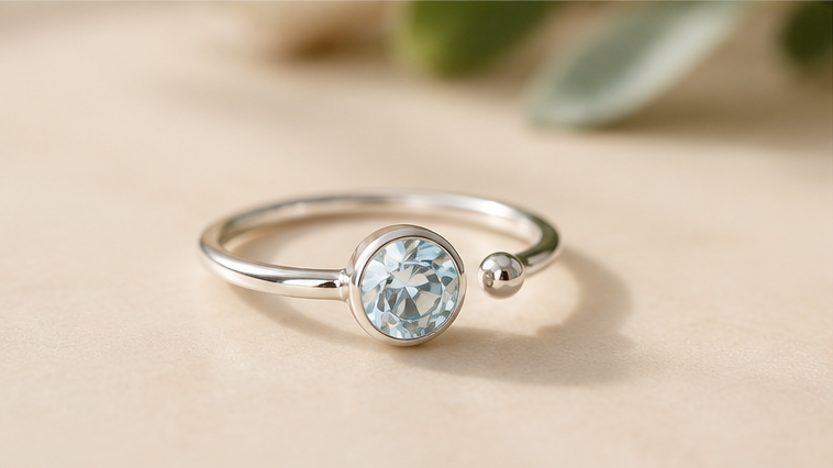 Anillo Topacio Azul en Plata 925 - fotografía de producto