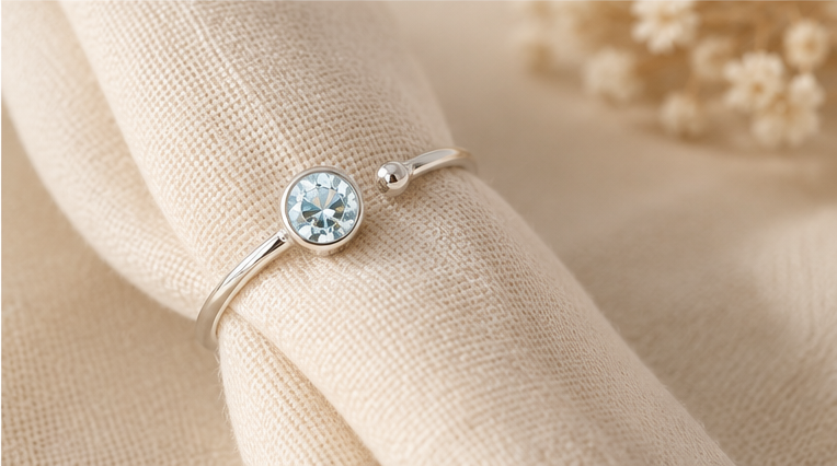 Anillo Topacio Azul en Plata 925 - presentación premium